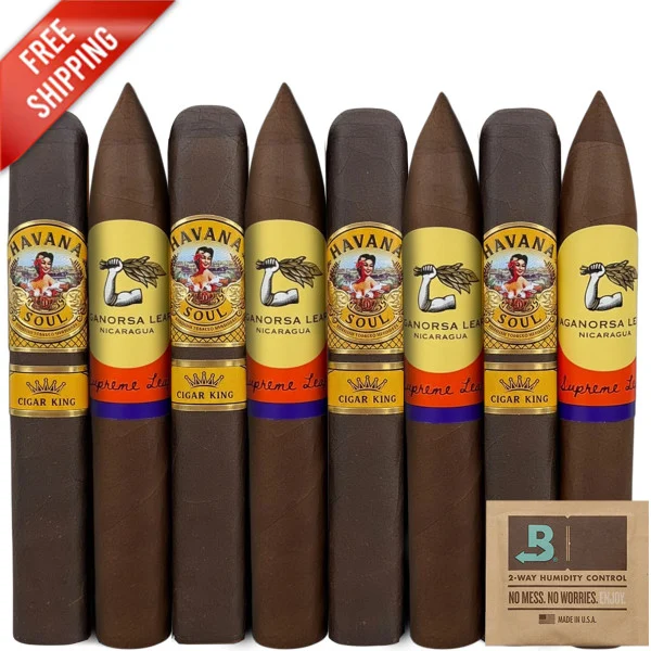 Premium 8-Racks: Aganorsa Leaf Supreme Leaf Royal Perfecto vs AJ Fernandez Havana Soul Toro Box-Press (Assorted Sizes / 8 Pack)