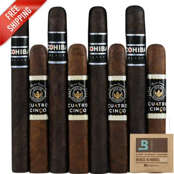 Premium 8-Racks: Cohiba Black Churchill vs Joya de Nicaragua Cuatro Cinco Petit Corona (Assorted Sizes / 8 Pack)