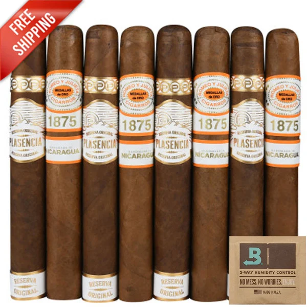 Premium 8-Racks: Plasencia Reserva Original Toro vs Romeo y Julieta 1875 Nicaragua Toro (Assorted Sizes / 8 Pack)