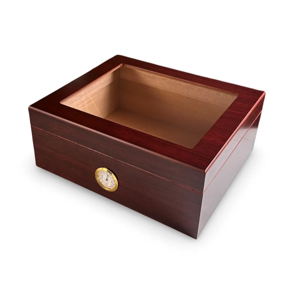 Prestige Chalet Glasstop Humidor – Cherry – 40 Cigar Capacity