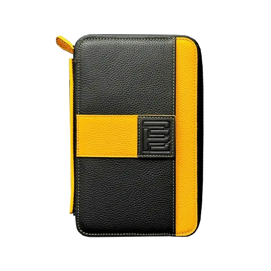 Project Carbon Black & Mustard Leather Travel Case – 5 Cigars