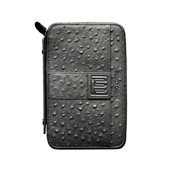 Project Carbon Matte Ostrich Exotic Leather Travel Case – 5 Cigars