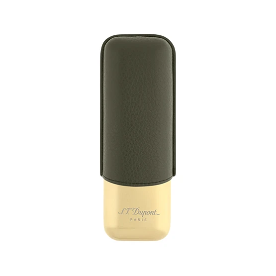 S.T. Dupont 2 Cigar Case – Khaki Grained/Golden