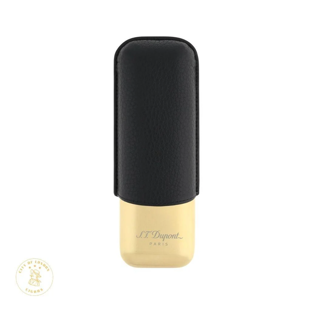 S.T. Dupont 2 Cigar Leather Case - Black