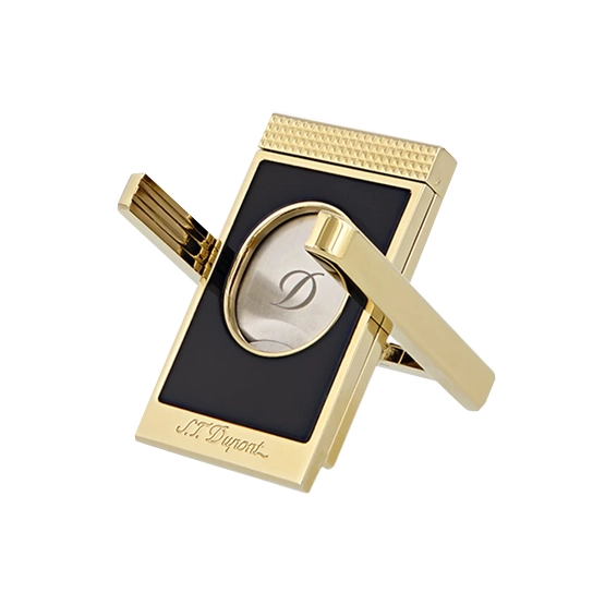 S.T. Dupont Cigar Cutter and Cigar Stand – Black Lacquer and Gold