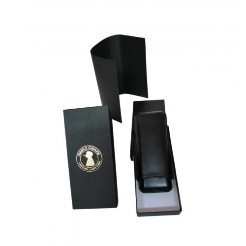 Simply Cigars Three Petit Corona Cigar Leather Case - Black