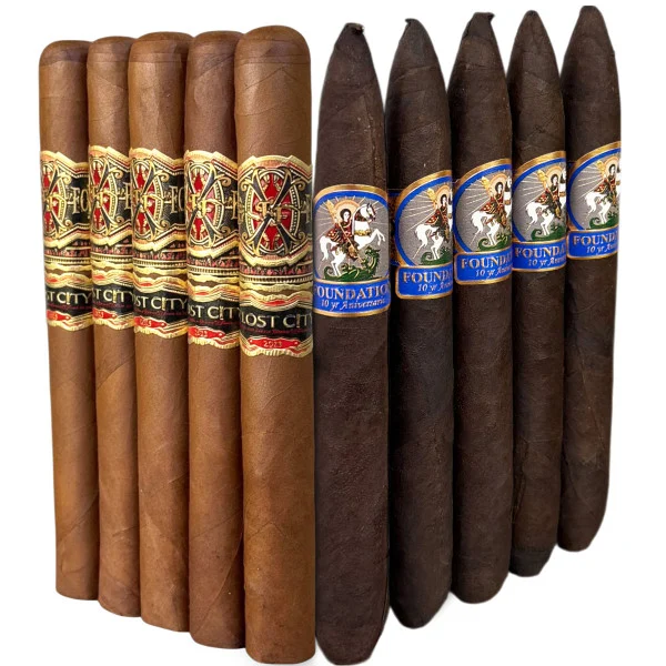 Slam Pack: Fuente Fuente Opus X Lost City Double Robusto vs Foundation 10 Year Aniversario Salomon (Assorted Sizes / 10 Pack)