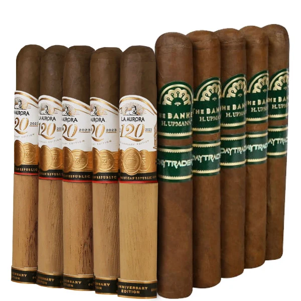 Slam Pack: La Aurora 120th Anniversary Robusto vs H. Upmann The Banker Daytrader Toro (Assorted Sizes / 10 Pack)