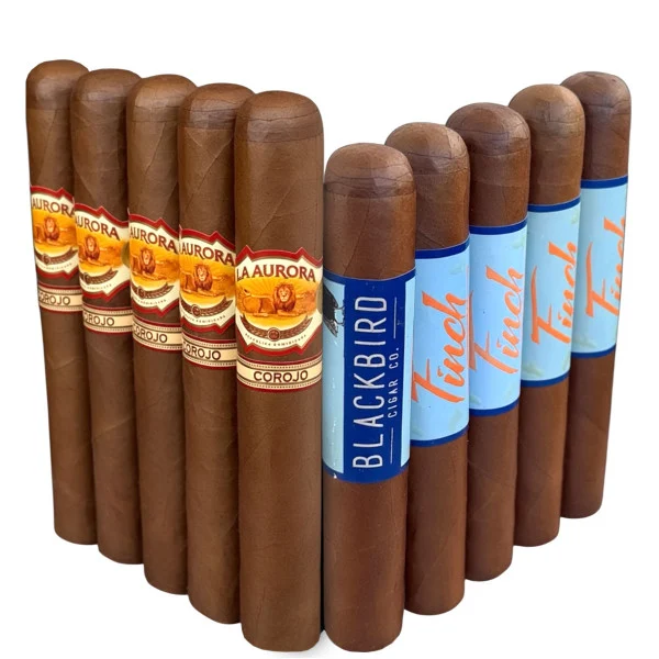 Slam Pack: La Aurora 1962 Corojo Toro vs Blackbird Finch Sumatra Robusto (Assorted Sizes / 10 Pack)