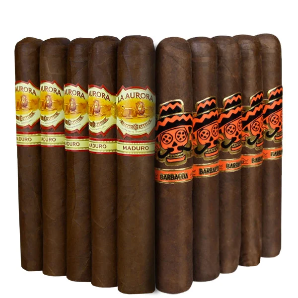 Slam Pack: La Aurora 1985 Maduro Toro vs Rojas Cigars Street Tacos Barbacoa Toro (Assorted Sizes / 10 Pack)