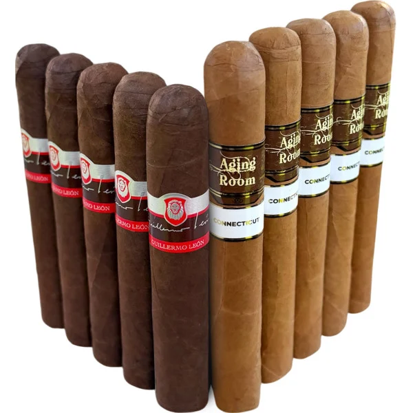 Slam Pack: La Aurora Guillermo Leon Robusto vs Aging Room Connecticut Vivase (Assorted Sizes / 10 Pack)