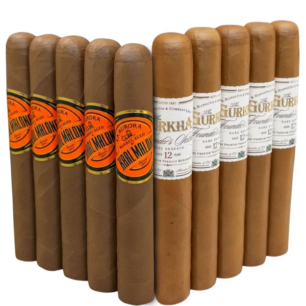 Slam Pack: La Aurora Karl Malone Barrel Aged Toro vs Gurkha Founder's Select XO Gordo (Assorted Sizes / 10 Pack)