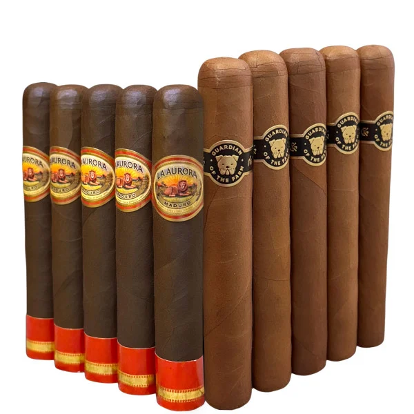 Slam Pack: La Aurora Preferidos 1903 Edition Ruby Maduro Robusto vs Aganorsa Leaf Guardian of the Farm JJ Robusto (Assorted Sizes / 10 Pack)