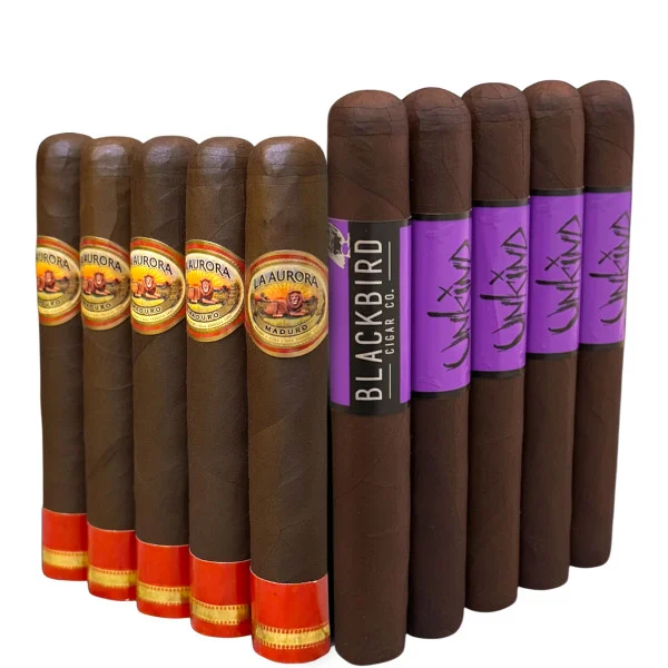 Slam Pack: La Aurora Preferidos 1903 Edition Ruby Maduro Robusto vs Blackbird Unkind Gran Toro (Assorted Sizes / 10 Pack)