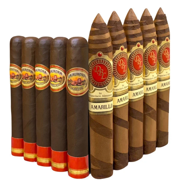 Slam Pack: La Aurora Preferidos 1903 Edition Ruby Maduro Robusto vs DBL Amarillo Fancy Belicoso (Assorted Sizes / 10 Pack)