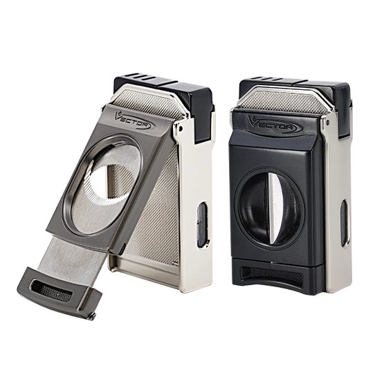 Vector Switch Double Jet Flame Lighter & Cutter – Nickel/Satin