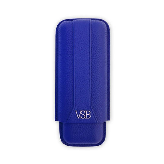 VSB Blue Leather Cigar Case – 2 Robusto