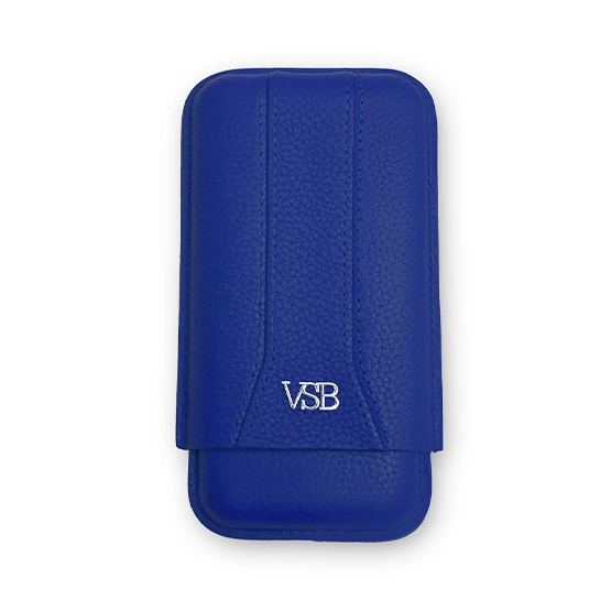 VSB Blue Leather Cigar Case – 3 Robusto