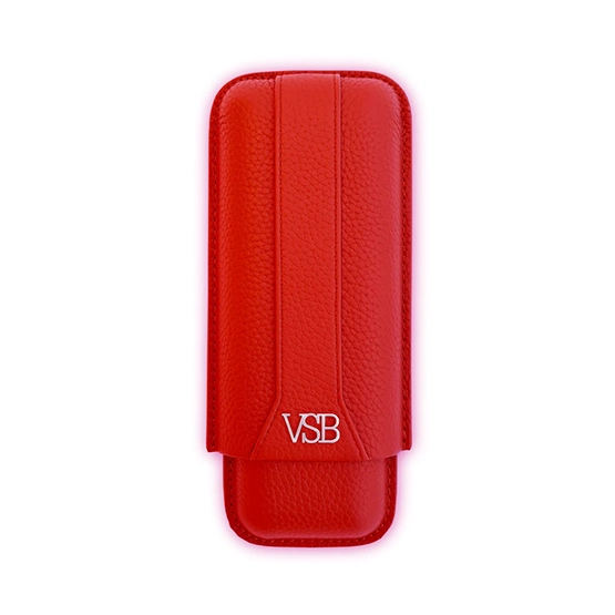 VSB Red Leather Cigar Case – 2 Robusto