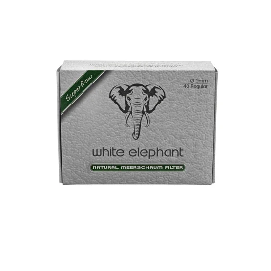 White Elephant 40 Natural Meerschaum Pipe Filters 9mm – Single Pack