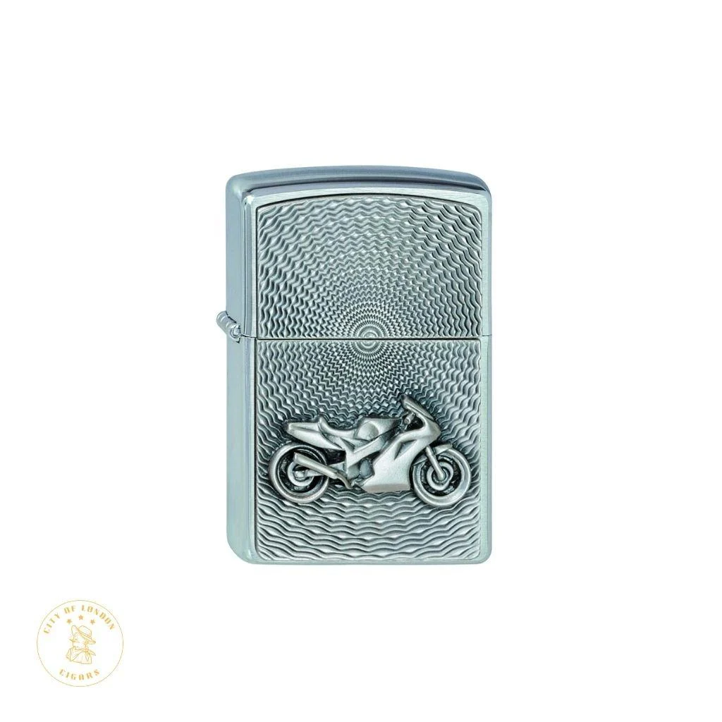 Zippo Brushed Chrome Motorbike Emblem Lighter